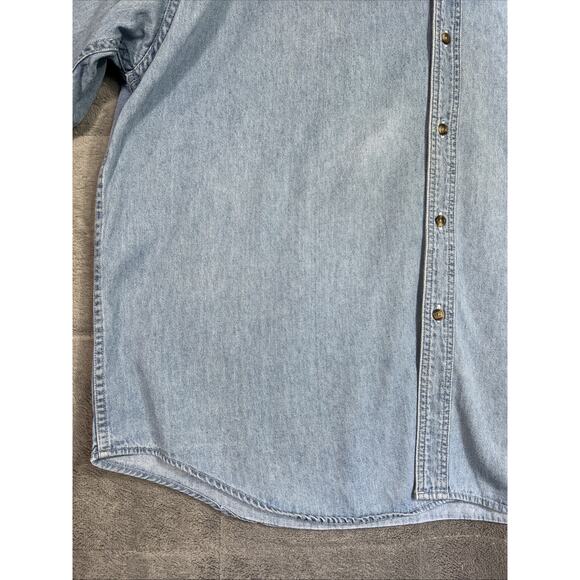 Eddie Bauer Shirt Mens XL Blue Denim Short Sleeve Button Down Dad Style Faded - Picture 5 of 10